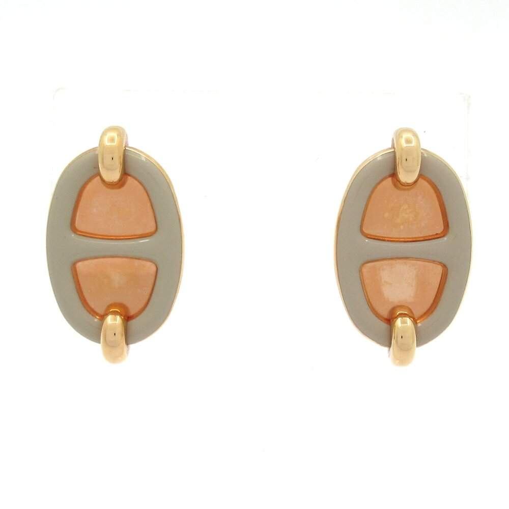 Hermès Mini Mayon Earrings Rose Gold Cream